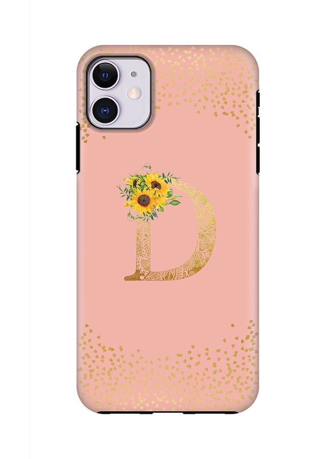 Stylizedd Monogram Tough Cover for Apple iPhone 11 Case Custom Initials Letter Floral Mandala Pattern Tough Pro Dual Layer hybrid PC inner TPU protection Alphabet- D (Rose Pink) - Image 1