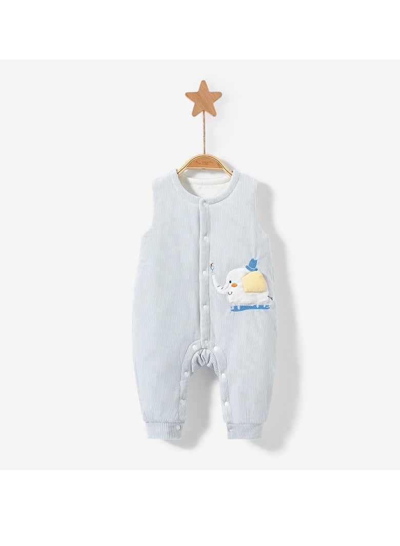 xozgdovg Baby pants New warm jacket button cotton pants overalls baby cotton clothes children's blue 