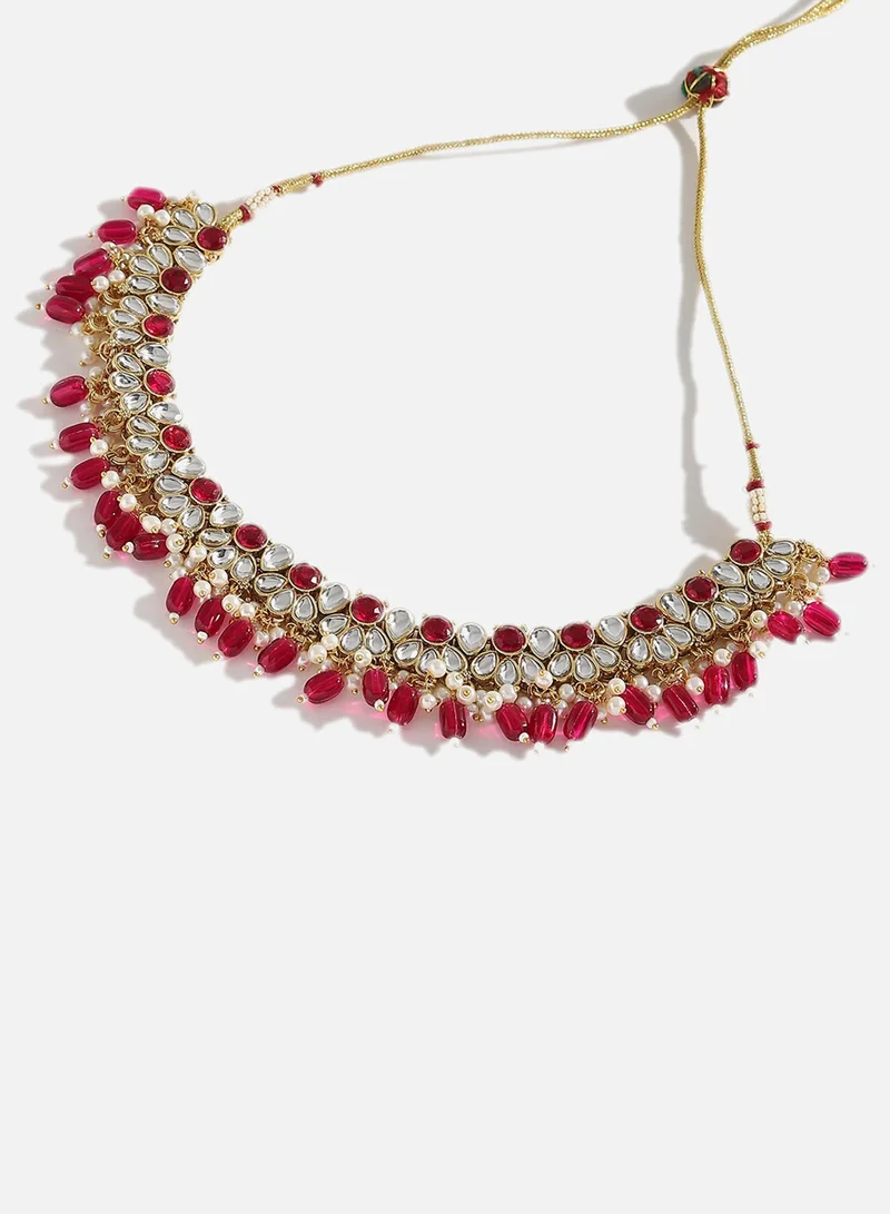 سوهي مجموعة مجوهرات سوهي احجار حمراء مطلية بالذهب