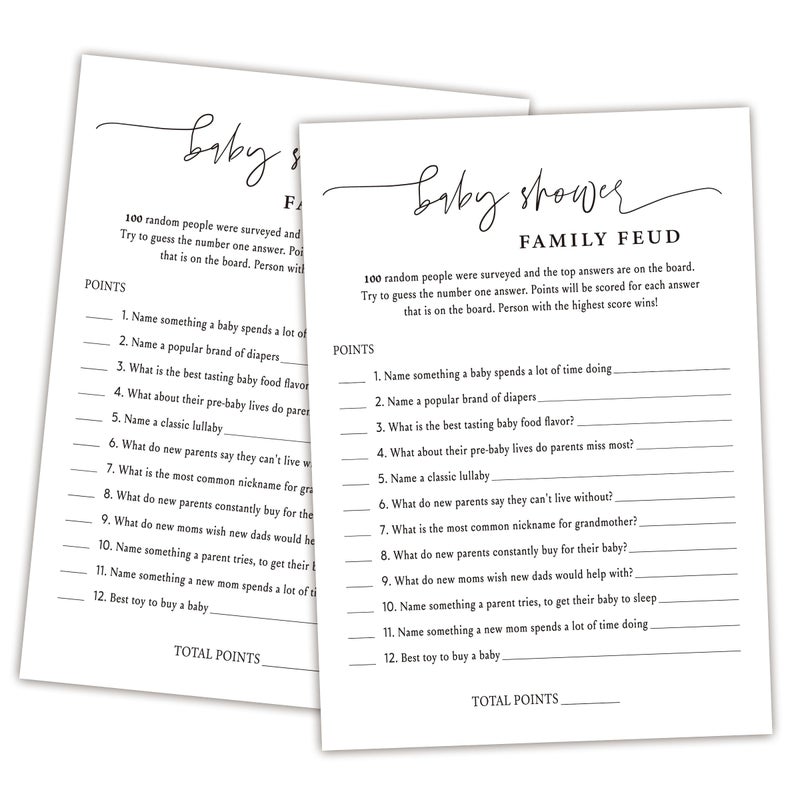 BEUFSE Family Feud Baby Shower Game - Pack of 30 Cards, Answer Key, Gender Neutral Decorations, Feud Game Supplies - Image 1