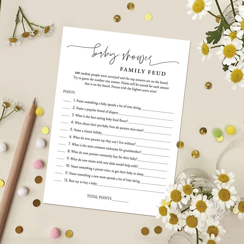 BEUFSE Family Feud Baby Shower Game - Pack of 30 Cards, Answer Key, Gender Neutral Decorations, Feud Game Supplies - Image 4