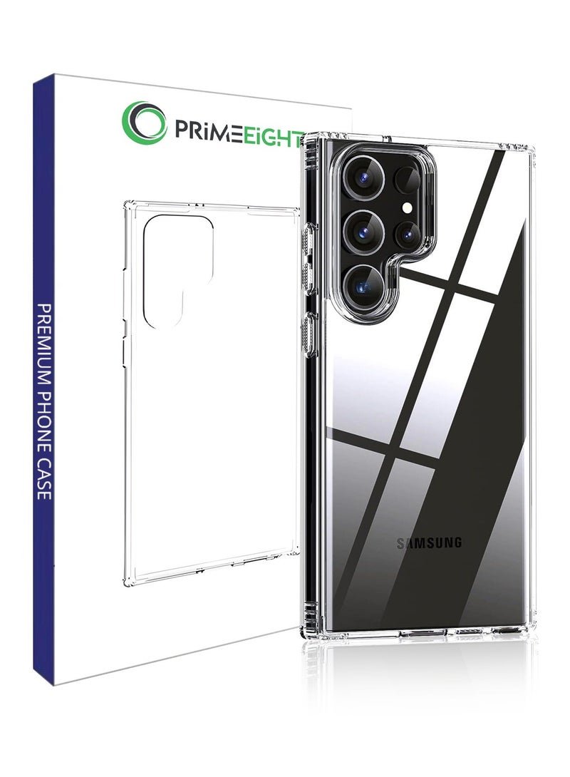 PRIMEEIGHT Transparent Crystal Clear Samsung S22 Ultra ANTI YELLOW Case Shockproof Curved Edges And HD Clear Anti Scratch S22 ultra - Image 1