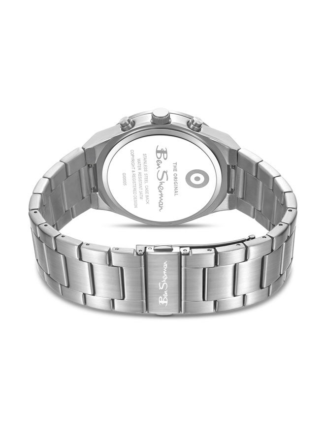 Ben Sherman Canterbury Black Dial Stainless Steel Bracelet Chronograph Watch for Men, 44mm - Image 3