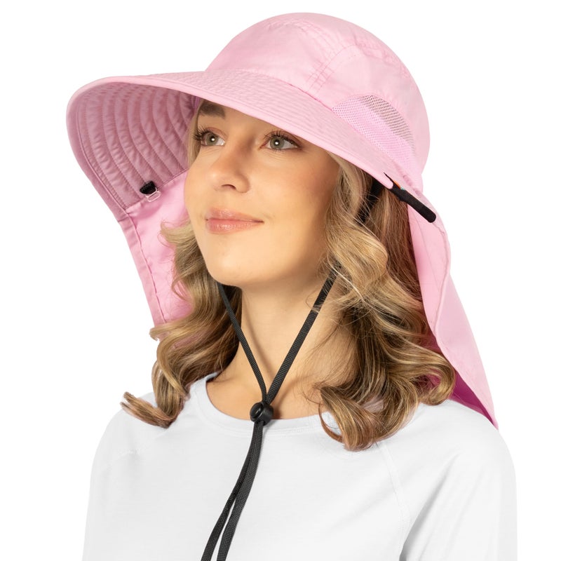Suncube SUN CUBE Wide Brim Sun Hat with Neck Flap Fishing Hiking for Women Safari Neck Cover for Outdoor Sun Protection UPF50 Pink - Image 2