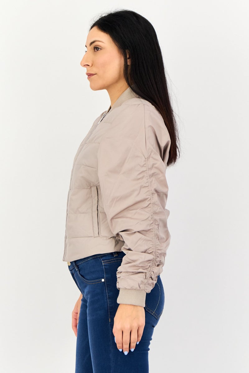 Andrew Marc Women Quilted Jacket, Taupe - Image 4