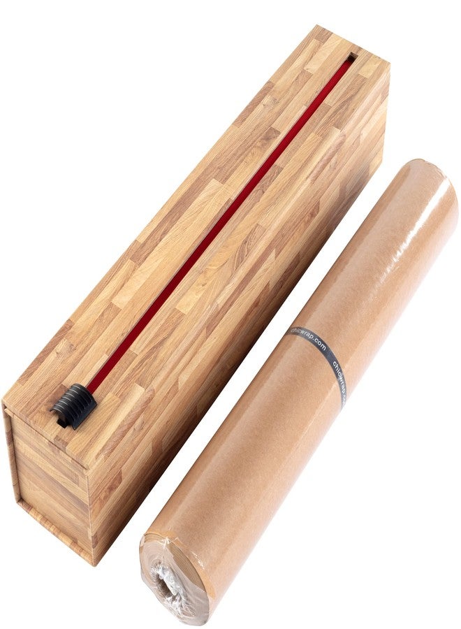 شيكراب موزع ورق الزبدة ChicWrap Butcher Block - يتضمن لفة ورق خبز وطبخ غير مبيض مقاس 15 بوصة × 164 قدمًا (205 قدم مربع) - موزع قابل لإعادة الاستخدام مع قاطع منزلق - معتمد كمنتج كوشير - Image 1