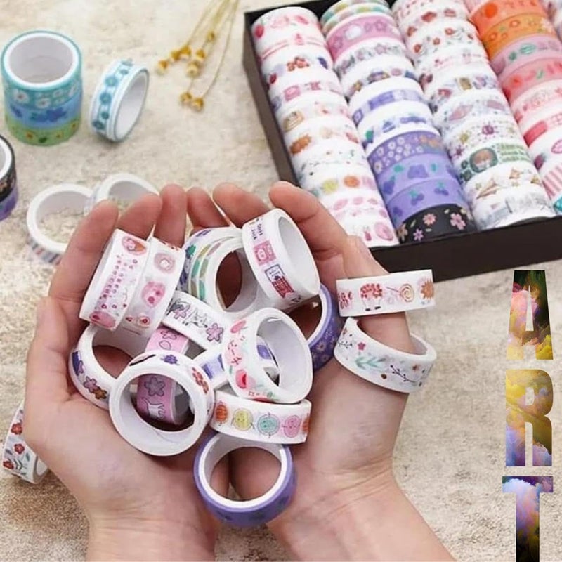 Crafty Cuddle Washi Tape Set of 20 Rolls – White & Gold Decorative Japanese Masking Paper Tape for Scrapbooking, Journaling, Planners, Gift Wrapping, Card Making & DIY Crafts - Image 1