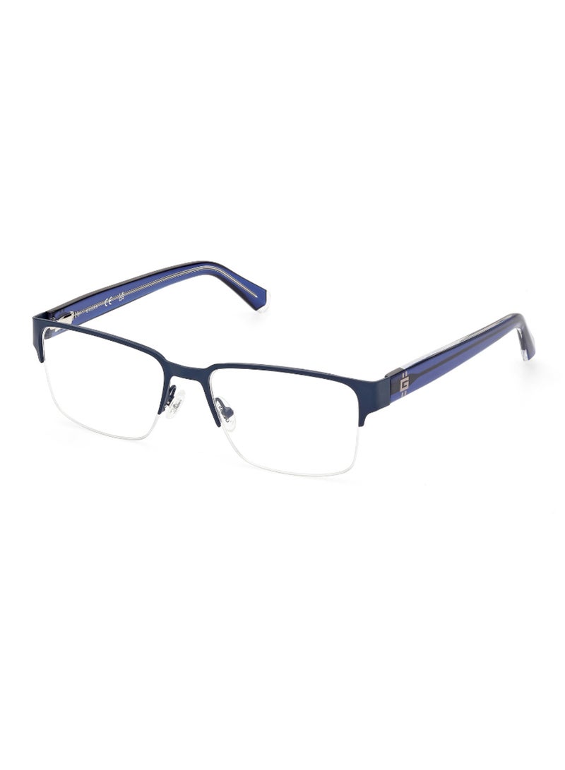 GUESS Men's Browline Shape Eyeglass Frames - GU5009509155 - Lens Size: 55 Mm - Matte Blue - Image 1