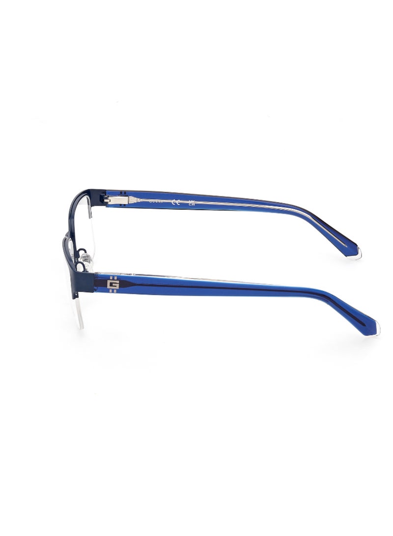GUESS Men's Browline Shape Eyeglass Frames - GU5009509155 - Lens Size: 55 Mm - Matte Blue - Image 2