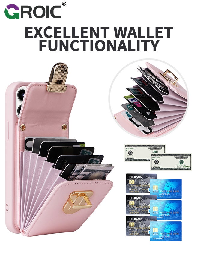 GROIC Compatible with iPhone 15 Pro Max 6.7 Inch Phone Case with Leather Cross-Body Strap and Flip Button Wallet Holder Case, PU Detachable Crossbody Lanyard Strap Flip Card Cover for iPhone 15 Max - Image 2