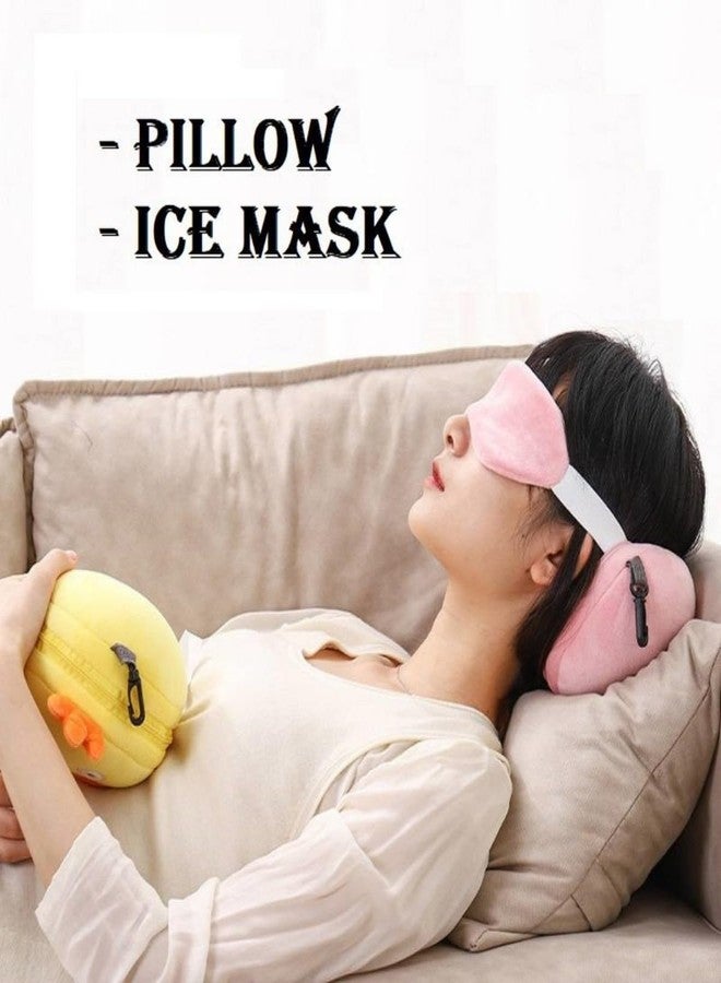 ARIDAM New 2 in 1 Cute Cartoon Travel Neck Pillow and Eye Mask, Soft Memory Foam Neck & Lumbar Support Pillow with Stylish Sleep Eye Mask for Flights, Car, Train, Office & Home Relaxation - Image 5
