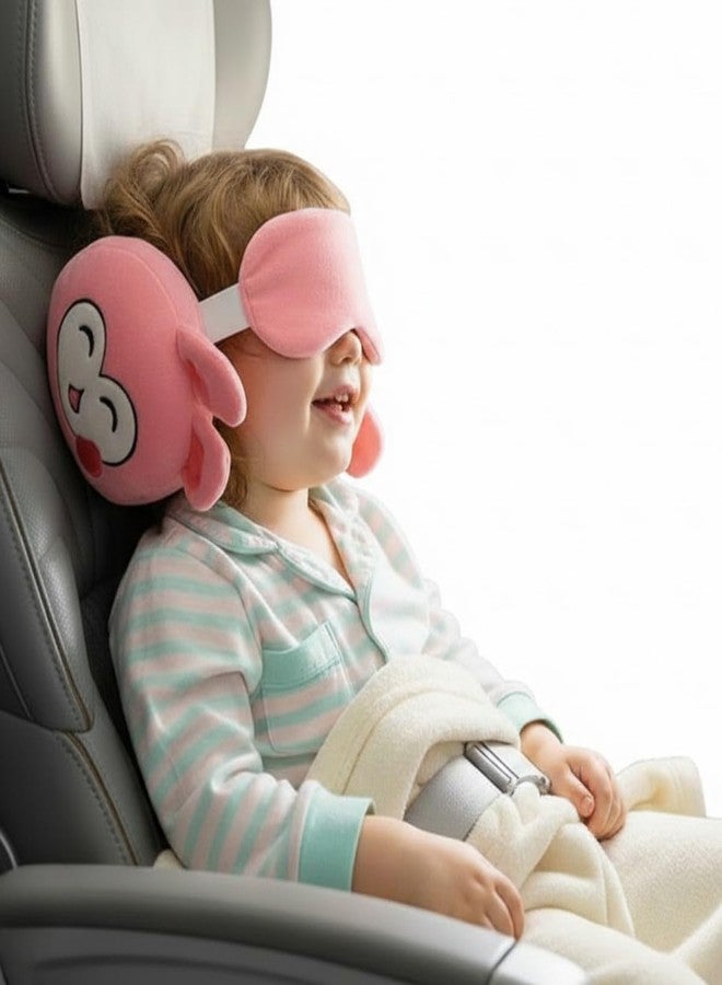 ARIDAM New 2 in 1 Cute Cartoon Travel Neck Pillow and Eye Mask, Soft Memory Foam Neck & Lumbar Support Pillow with Stylish Sleep Eye Mask for Flights, Car, Train, Office & Home Relaxation - Image 1
