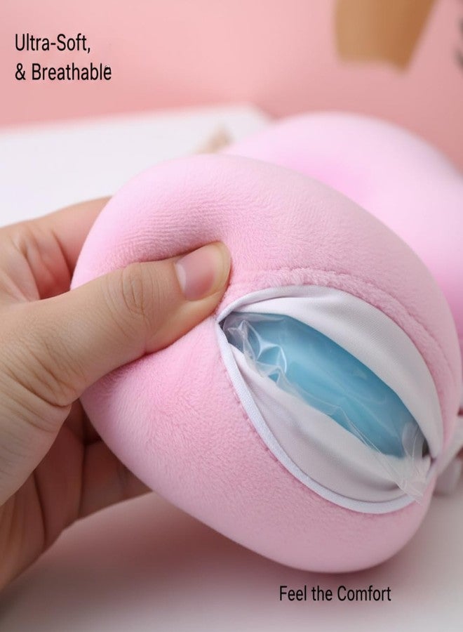 ARIDAM New 2 in 1 Cute Cartoon Travel Neck Pillow and Eye Mask, Soft Memory Foam Neck & Lumbar Support Pillow with Stylish Sleep Eye Mask for Flights, Car, Train, Office & Home Relaxation - Image 2