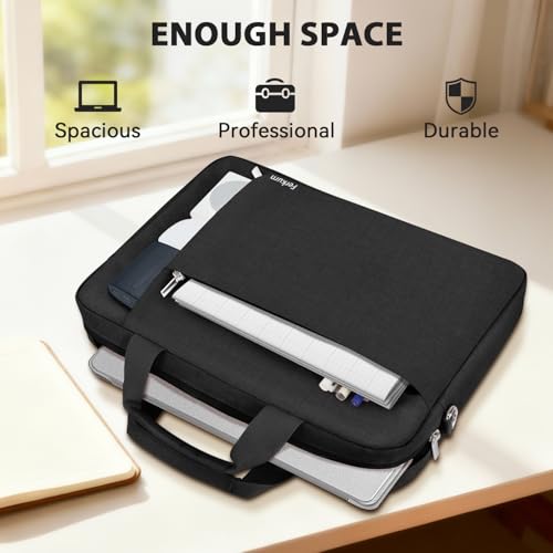 Ferkurn Laptop Bag Case for Women Men Computer Bag Compatible with HP Envy Pavilion Omen/LG Gram/MSI/Dell Inspiron XPS/Lenovo/Acer, Shoulder Strap Carrying Messenger Briefcase, Black, 14 Inch - Image 5