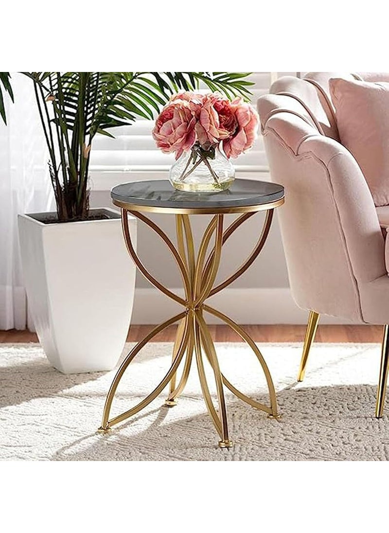 REXATION REXATION Farmhouse Living Room Cocktail with Metal Legs Round Coffee Table with Storage FlowerShape Table Sofa and End Table Made of Solid WoodGold Black 