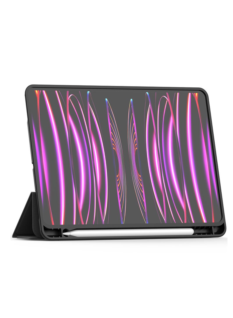 Protective cover for iPad Terra Leather 10.2/10.5/2021/2020/2019/2017 with smart pen holder, slim smart cover with kickstand, black