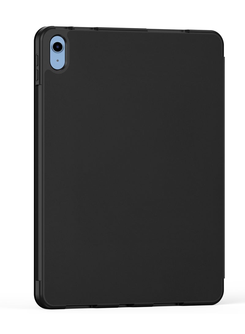 Protective cover for iPad Terra Leather 10.2/10.5/2021/2020/2019/2017 with smart pen holder, slim smart cover with kickstand, black