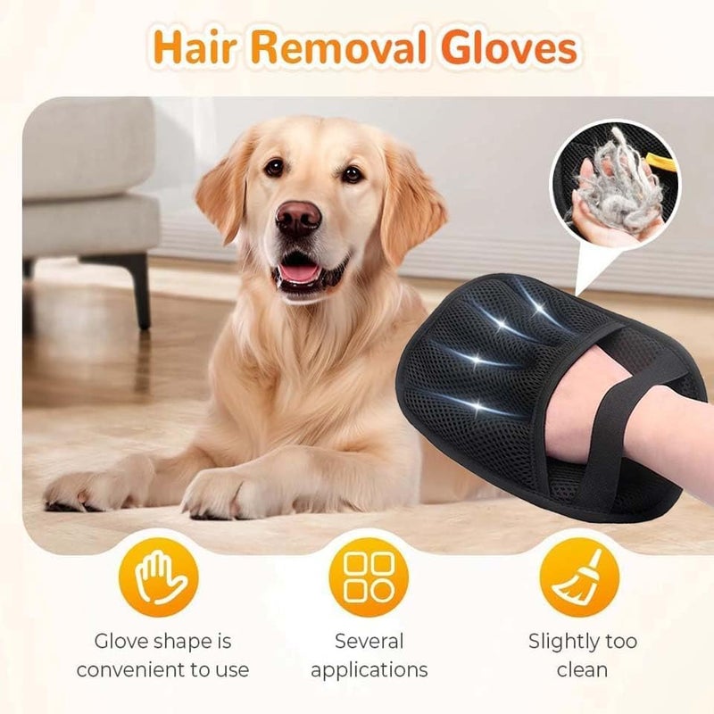 SQUISHCO 2 Pcs Cat Hair Remover from Clothes, Pet Hair Removal Glove for Dogs and Cats, Efficient Fur Removal Tool for Sofa Bed and Clothing, Black (2pcs（Black） A) - Image 2
