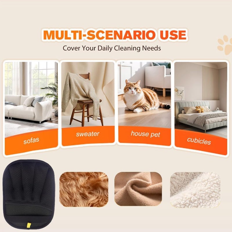 SQUISHCO 2 Pcs Cat Hair Remover from Clothes, Pet Hair Removal Glove for Dogs and Cats, Efficient Fur Removal Tool for Sofa Bed and Clothing, Black (2pcs（Black） A) - Image 5