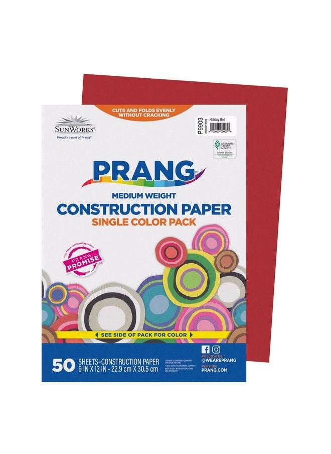 Pacon برانغ (سابقًا صن ووركس) ورق بناء أحمر عطلة 9" X 12" 50 ورقة  - Image 1