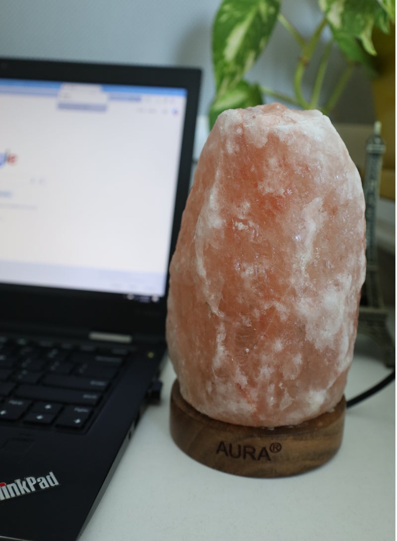 مصباح ملح الهيمالايا الطبيعي الأصلي من Aura بوزن 2-3 كجم مع سلك طاقة ومصباح من Photon