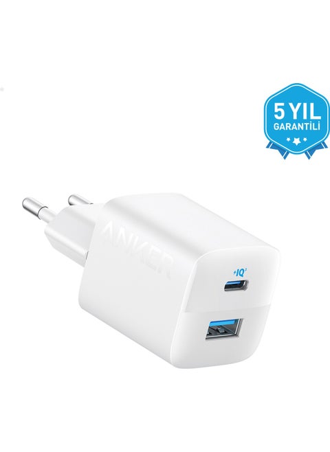 323 33W USB-C + USB-A Fast Charger - (USB-C PD 20W + USB-A 12W) Type-C Fast Charging Adapter Compatible with iPhone & Android - A2331 - White ( Turkey Guaranteed)