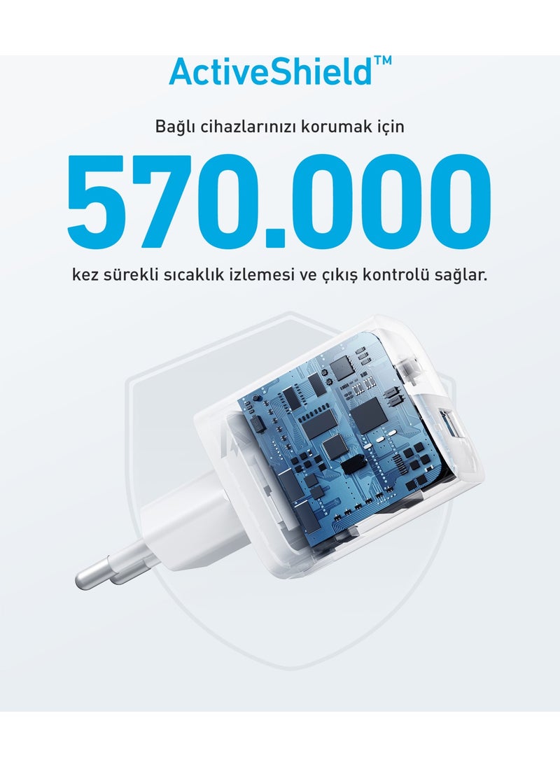 323 33W USB-C + USB-A Fast Charger - (USB-C PD 20W + USB-A 12W) Type-C Fast Charging Adapter Compatible with iPhone & Android - A2331 - White ( Turkey Guaranteed)