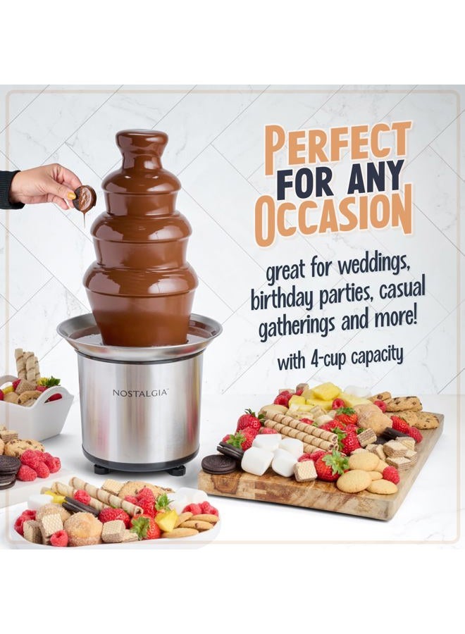 Nostalgia 4 Tier Electric Chocolate Fondue Fountain Machine for Parties - Melts Cheese, Queso, Candy, and Liqueur - Dip Strawberries, Apple Wedges, Vegetables, and More - 32-Ounce - Stainless Steel - Image 4
