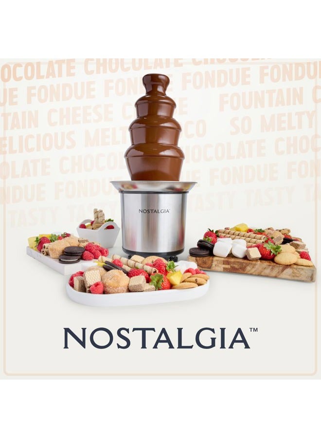 Nostalgia 4 Tier Electric Chocolate Fondue Fountain Machine for Parties - Melts Cheese, Queso, Candy, and Liqueur - Dip Strawberries, Apple Wedges, Vegetables, and More - 32-Ounce - Stainless Steel - Image 5