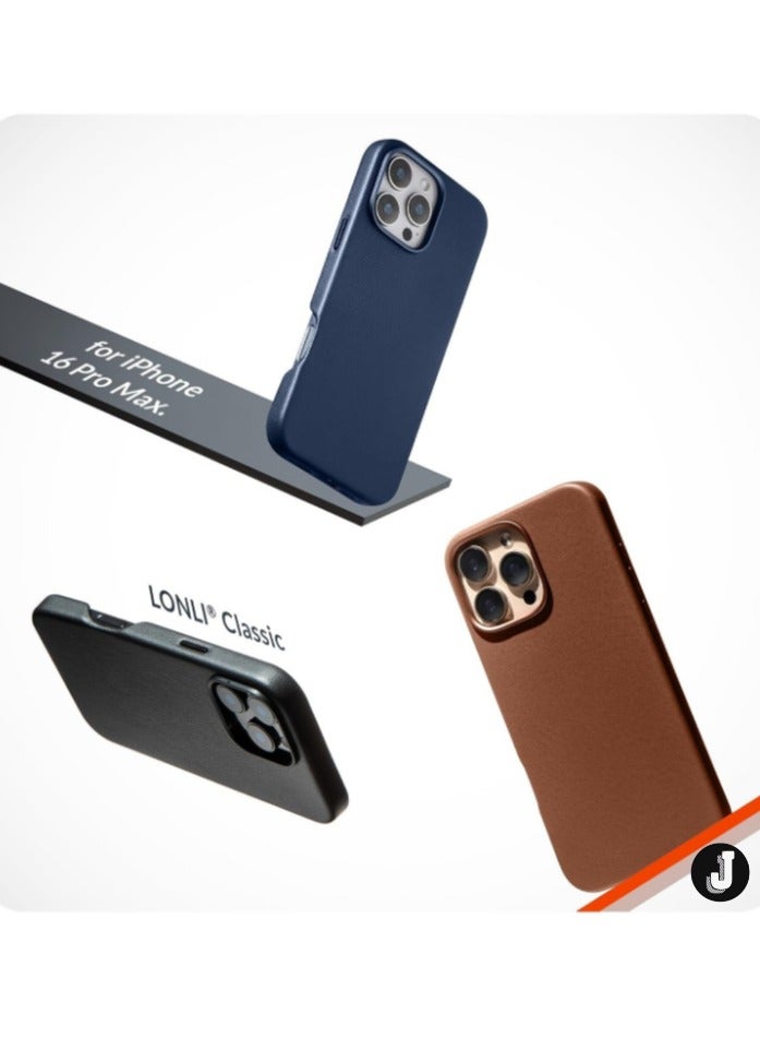 JAJEEK "Classic European Leather Case for iPhone 16 Pro Max – Dark Saddle Brown, Softens & Smoothens Over Time, MagSafe Compatible" - Image 2