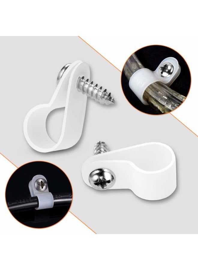 LOKMAN 50 Pack 1/2 Inch Rope Light P-Style Mounting Clips with Compatible Stainless Steel Pan Head Phillips Screws White - Image 3