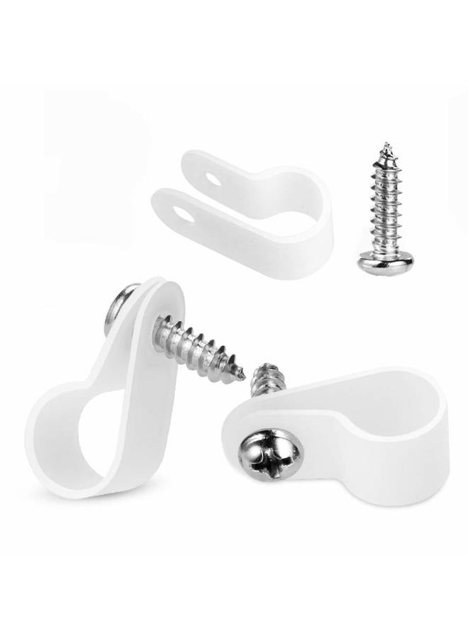 LOKMAN 50 Pack 1/2 Inch Rope Light P-Style Mounting Clips with Compatible Stainless Steel Pan Head Phillips Screws White - Image 1