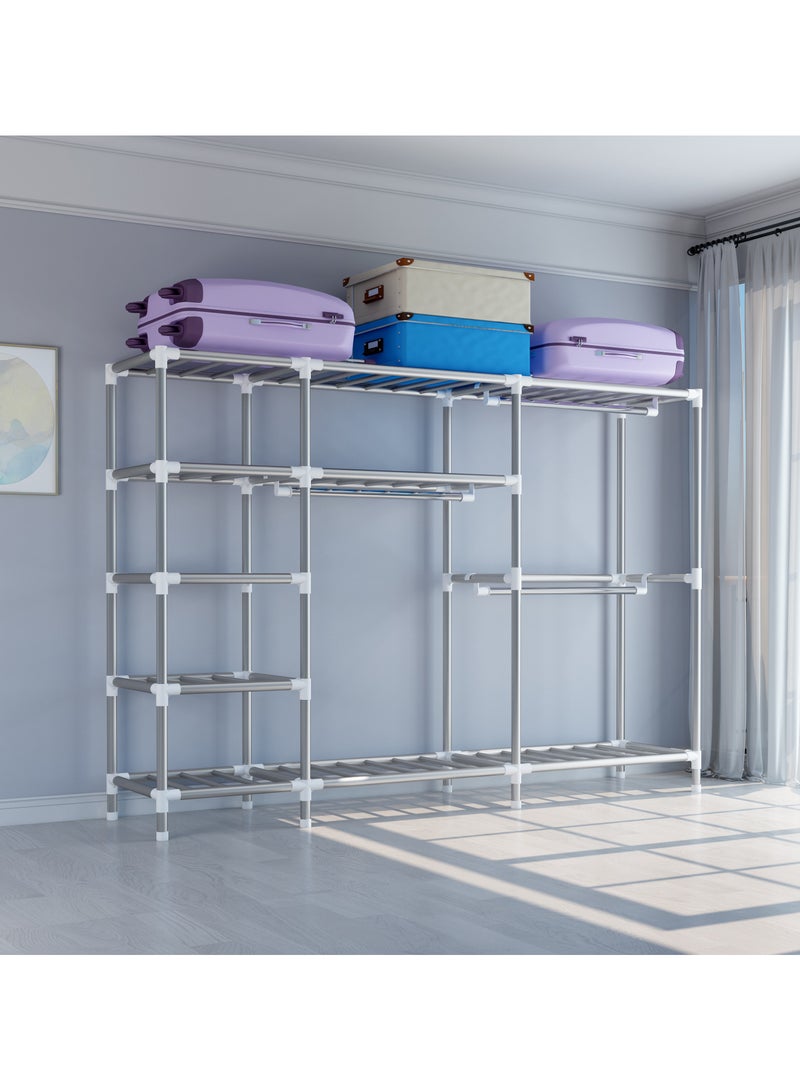 Portable Clothing Wardrobe With Storage Cupboard Organiser 201*170*45  - Image 4