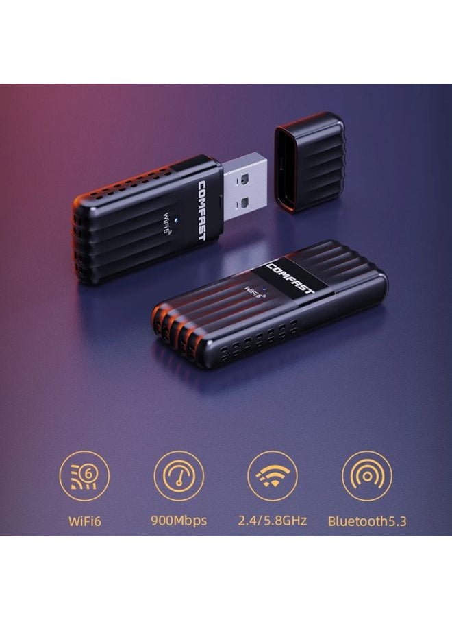 BURAQ - COMFAST CF-943AX WiFi6 USB Adapter AX900 Bluetooth 5.3 2.4G / 5.8G Wireless Network Card - Image 1