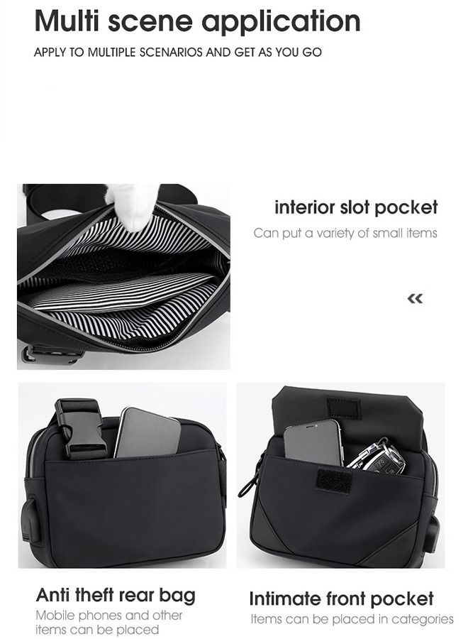 DUNISO Compact Crossbody Bag for Men Waterproof Sling Bag Backpack Multipurpose Cross Body Chest Bag Shoulder Bag Daypack for Travel Hiking Retro Purse Bag with Reflective strip - Image 5