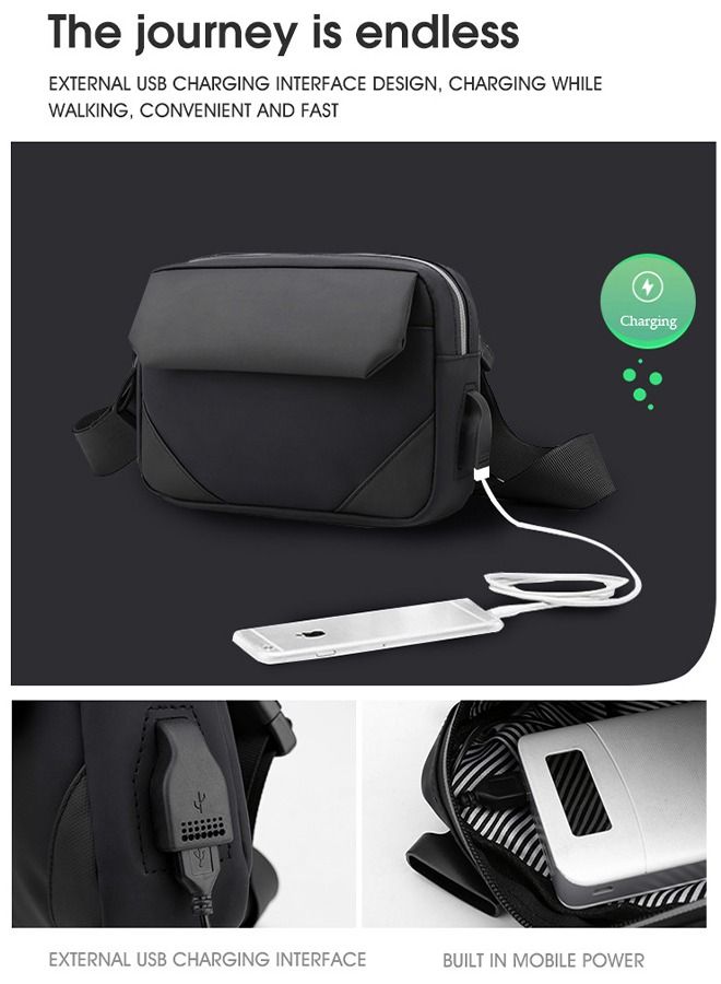DUNISO Compact Crossbody Bag for Men Waterproof Sling Bag Backpack Multipurpose Cross Body Chest Bag Shoulder Bag Daypack for Travel Hiking Retro Purse Bag with Reflective strip - Image 3
