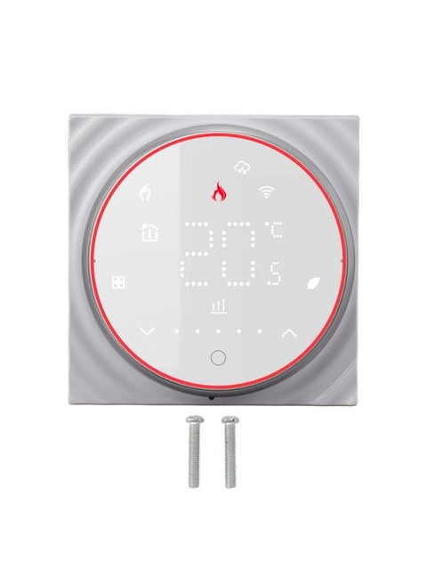 WiFi Thermostat Smart Thermostat LED Screen Recessed Plate APP Voice Control 7 Day Programmable AC95‑240V for Electrical Heating System White