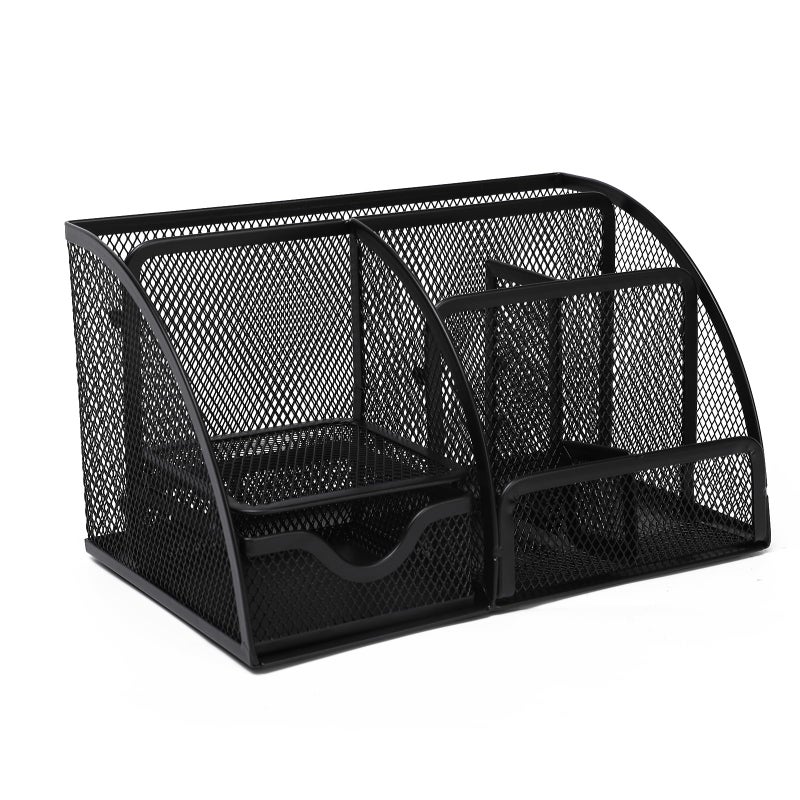 Neomate Metal Mesh Pen and Pencil Organizer | 6-Compartment Stationery Storage Box for Home & Office Accessories - Image 5