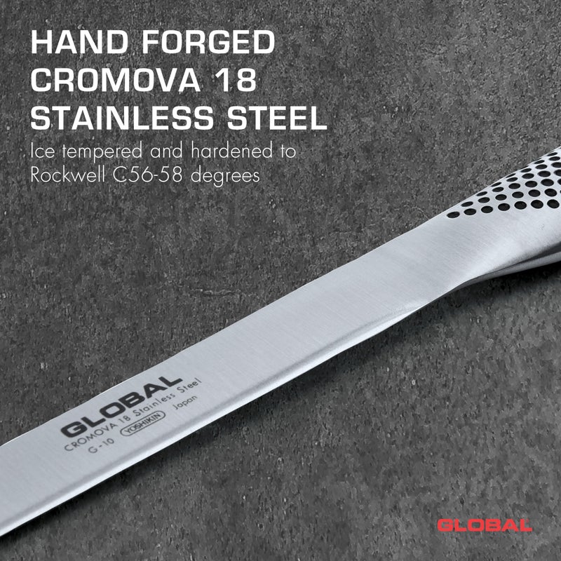 GLOBAL سكين تقطيع مرنة 12 بوصة من جلوبال - مصنوعة من الفولاذ المقاوم للصدأ الياباني الخفيف الوزن، حافة حادة كالشفرات، مصنوعة في اليابان، G-10 - Image 2