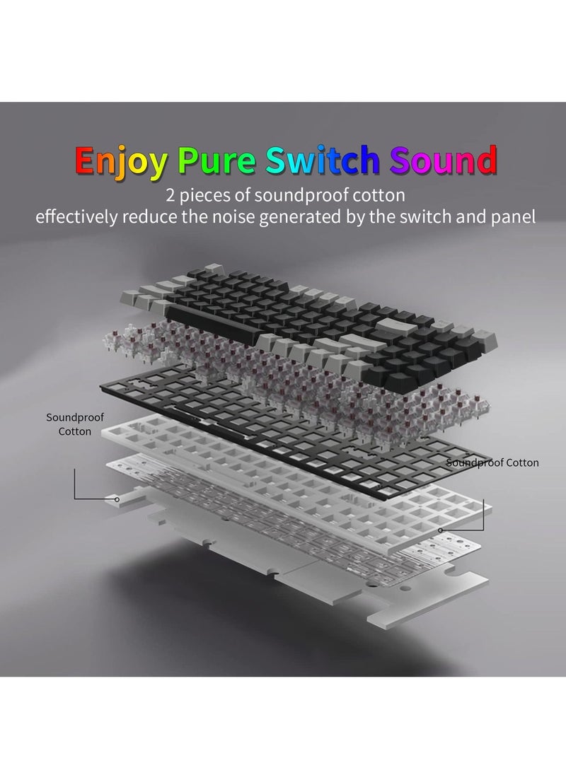 E-YOOSO - 94 Keys Gasket Mechanical Keyboard, Wired Brown Switch Gaming Keyboard with Number Pad and Soundproof Cotton,RGB Backlit Keyboard for PC/Computer Black Grey - Image 1