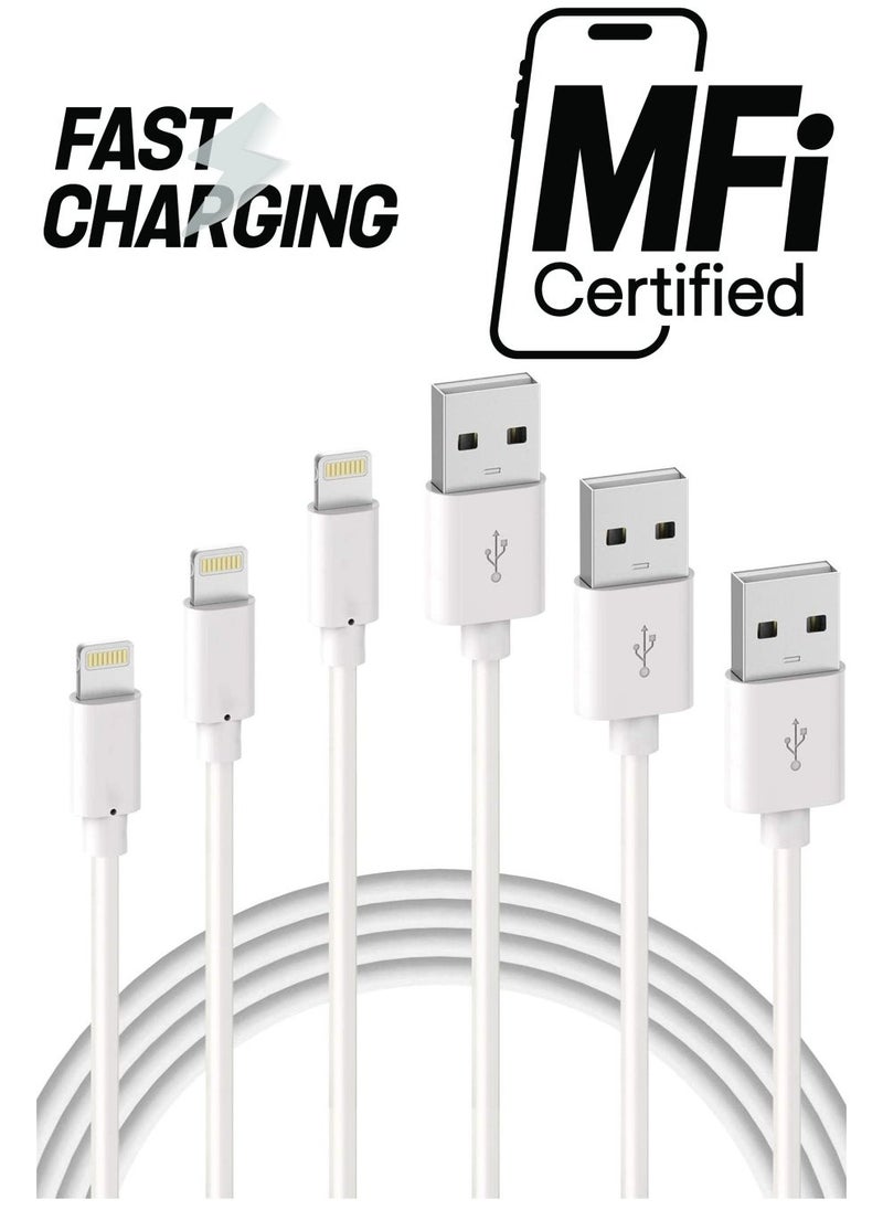 iPhone Charger Cable - Apple MFi Certified 3Pack iPhone Charging Cable for iPhone SE 2020 11 Xs Max XR X 8 Plus 7 Plus 6 Plus 5s SE iPad Pro and More - Image 1