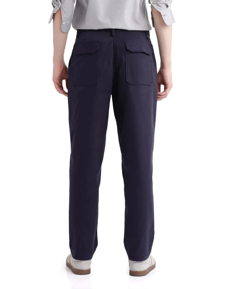 Rare Rabbit Men's Relaxed Fit Solid Trouser