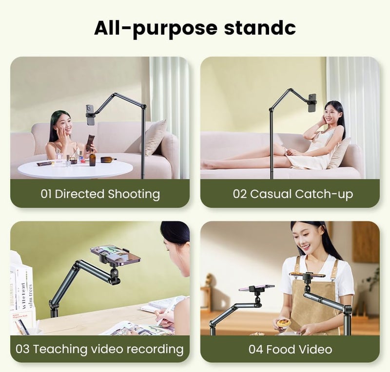 PADOM mobile phone Holder Stand Floor, Overhead mobile phone holder, Cantilever Design, Height & 360 Degree Angle Adjustable,Suitable for shooting videos,live streaming and watching movies - Image 5