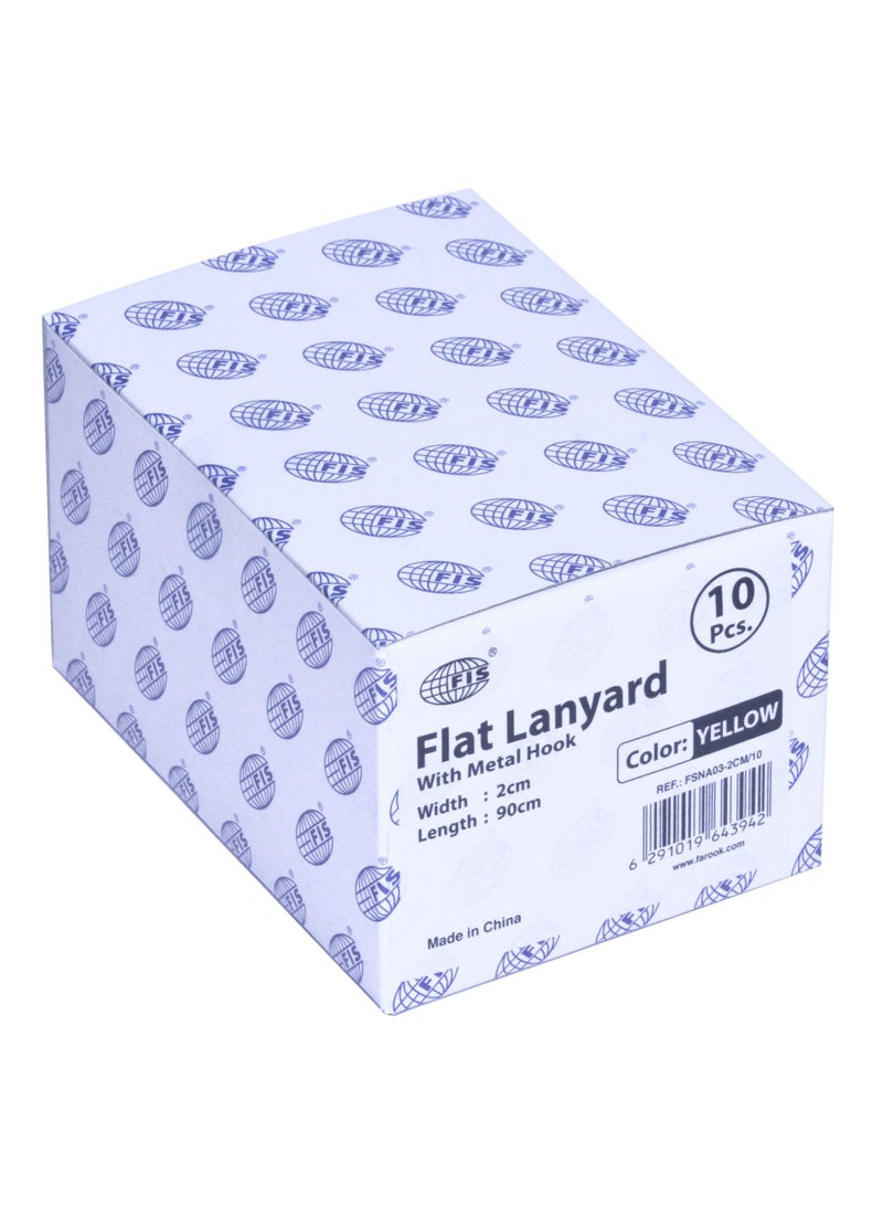 FIS 10-Piece FIS Flat Lanyard Yellow with Metal Hook 2X90cm - FSNA03-2CM/10 - Image 4