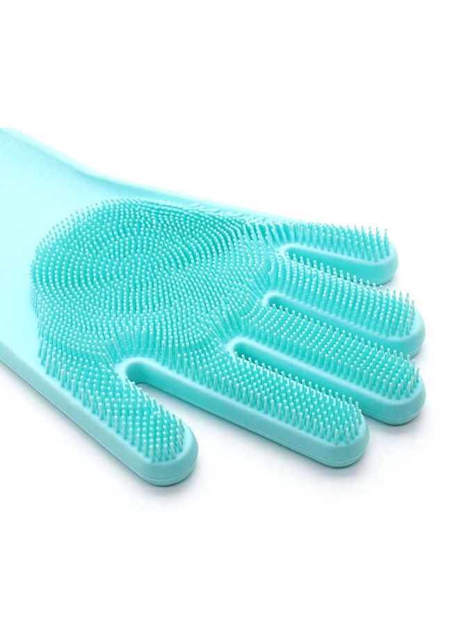Magic Silicone Gloves With Wash Scrubber Blue 32x16cm - Image 4