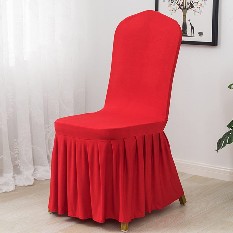 Dimatic Dimatic Dining Room Chair Covers Set of 2  Stretch Parsons Slipcovers with Skirt Super Fit Spandex Chair Seat Protector Cover for Dining Room  Hotel  Ceremony (Red) - Image 2