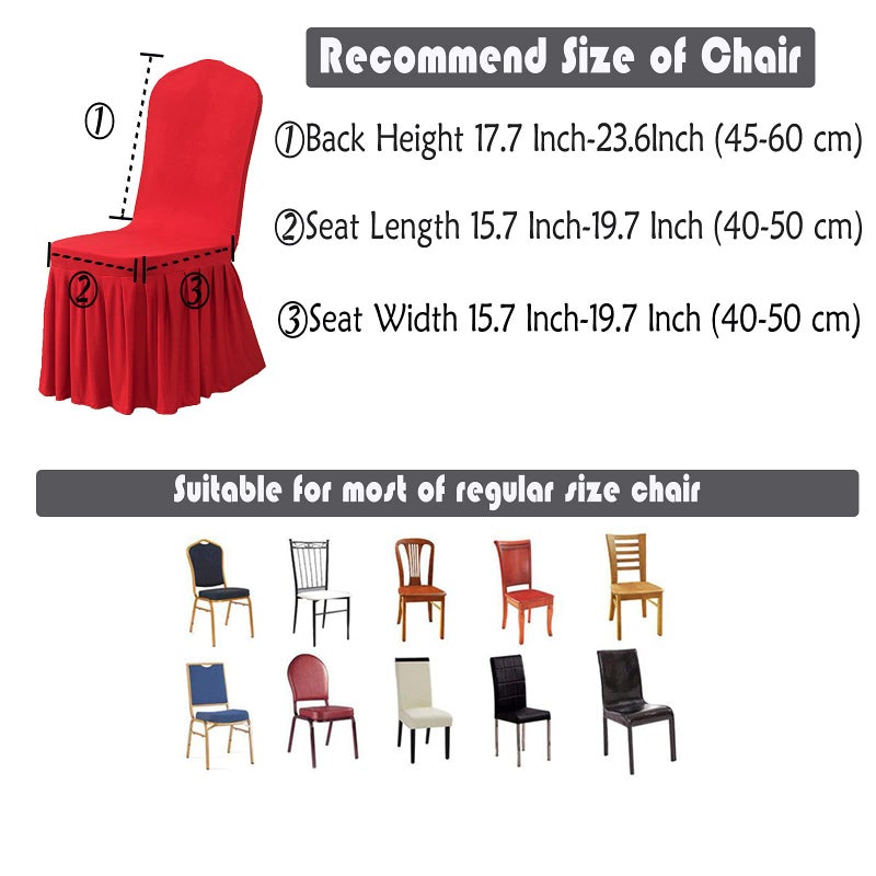 Dimatic Dimatic Dining Room Chair Covers Set of 2  Stretch Parsons Slipcovers with Skirt Super Fit Spandex Chair Seat Protector Cover for Dining Room  Hotel  Ceremony (Red) - Image 5