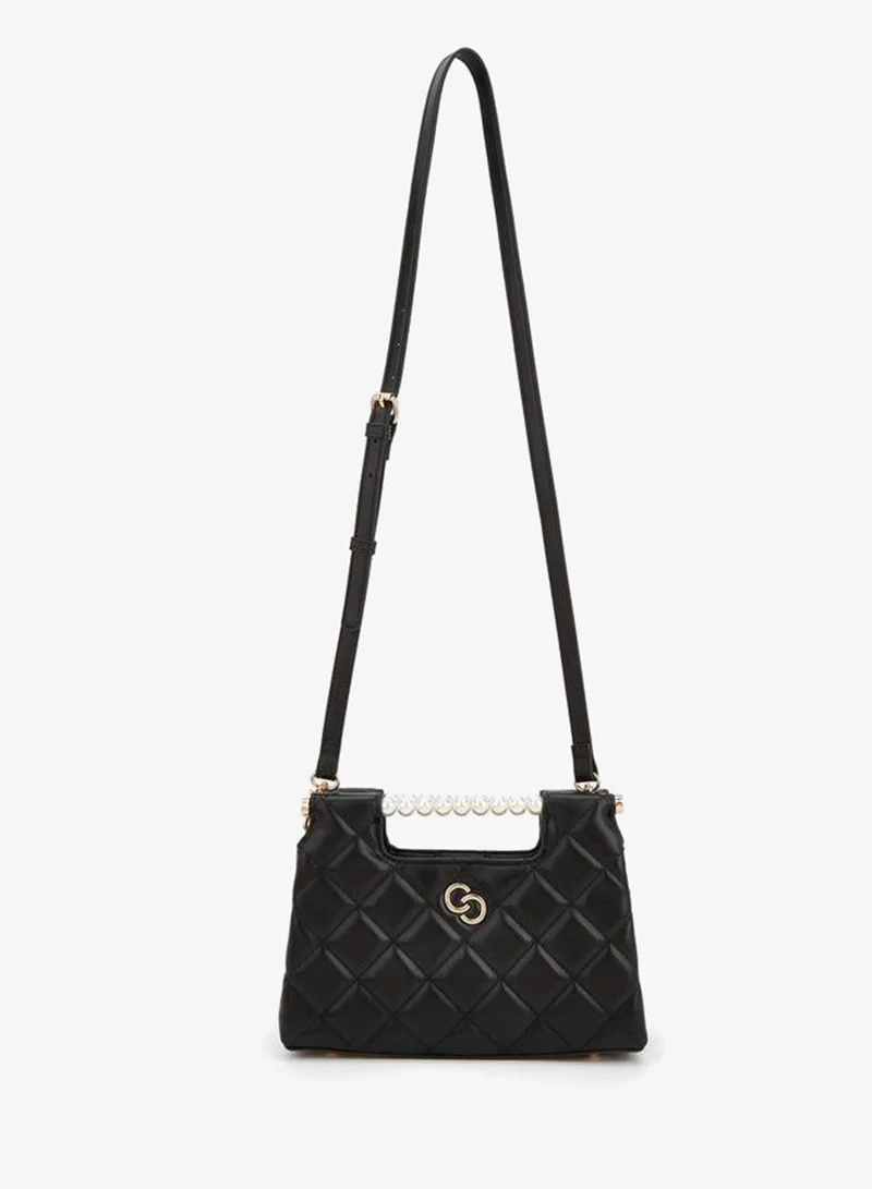 Celeste Quilted Shoulder Bag with Pearl Top Handle