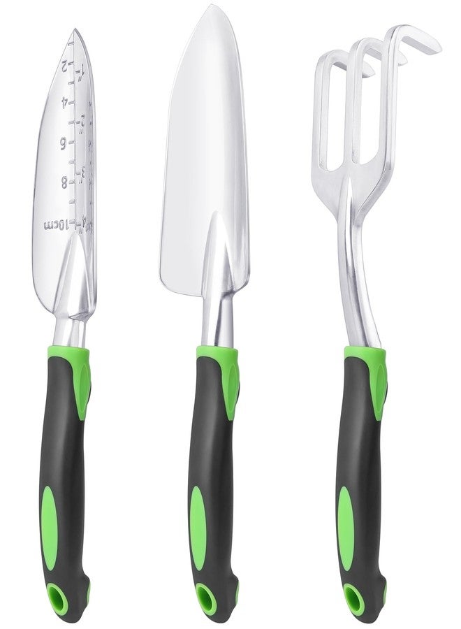 MECHEER Garden Tools Set, 3 Pack Heavy Duty Gardening Tools Set Include Garden Shovel, Transplant Trowel and Hand Rake with Ergonomic Non-Slip Handle, Aluminum Alloy Lawn and Garden Hand Tools for Planting - Image 1