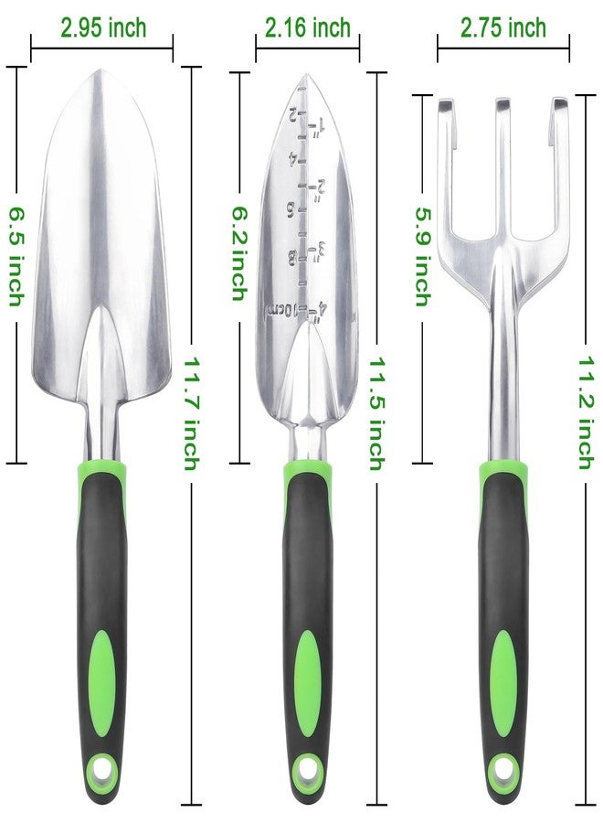 MECHEER Garden Tools Set, 3 Pack Heavy Duty Gardening Tools Set Include Garden Shovel, Transplant Trowel and Hand Rake with Ergonomic Non-Slip Handle, Aluminum Alloy Lawn and Garden Hand Tools for Planting - Image 2